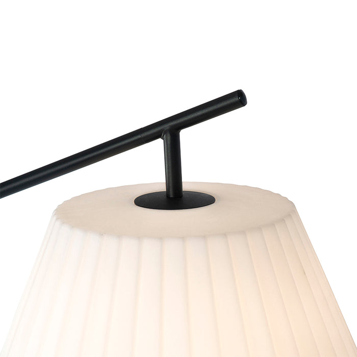 QAZQA Design buiten vloerlamp zwart met witte kap IP44 - Robbert