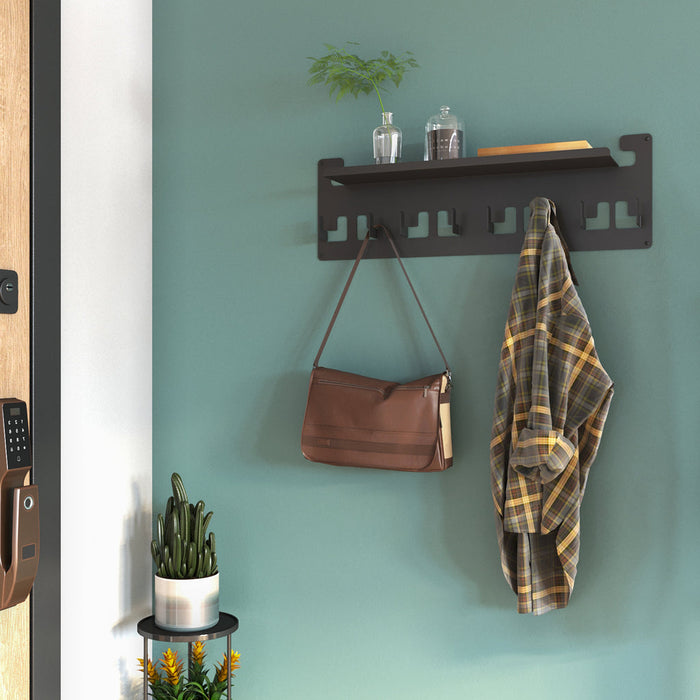 Gorillz Area Wandkapstok met Hoedenplank - Kapstok met 8 Haken - Zwart