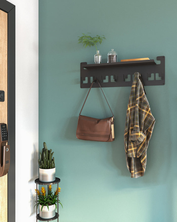 Gorillz Area Wandkapstok met Hoedenplank - Kapstok met 8 Haken - Zwart