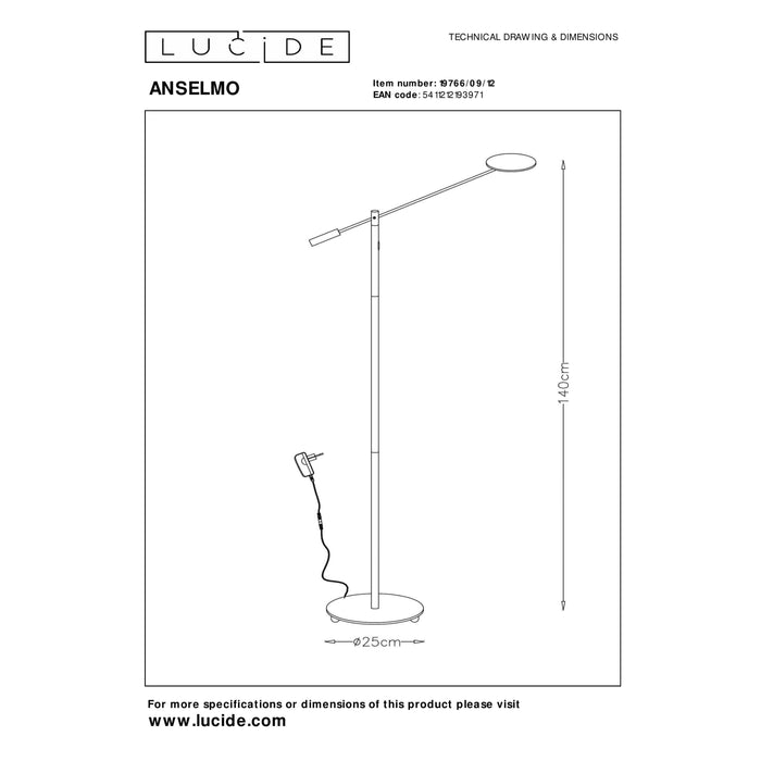Lucide ANSELMO Leeslamp - Mat chroom