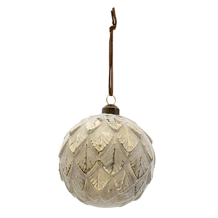 Clayre & Eef Kerstbal Set van 4  Ø 10 cm Grijs Glas Rond