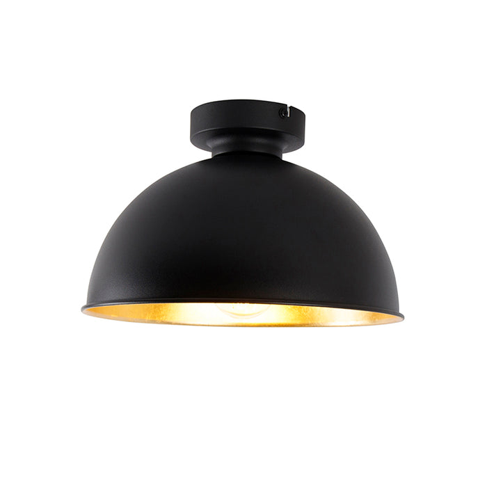 QAZQA Industriële plafondlamp zwart met goud 28 cm - Magnax
