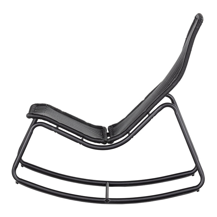 WOOOD Tom Schommelstoel Buiten - Rattan - Zwart - 97x51x95