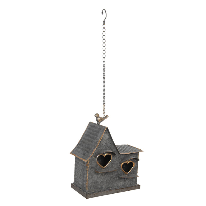 Clayre & Eef Vogelhuis  25x12x25 cm Grijs Ijzer Vogelhuisje Hangend