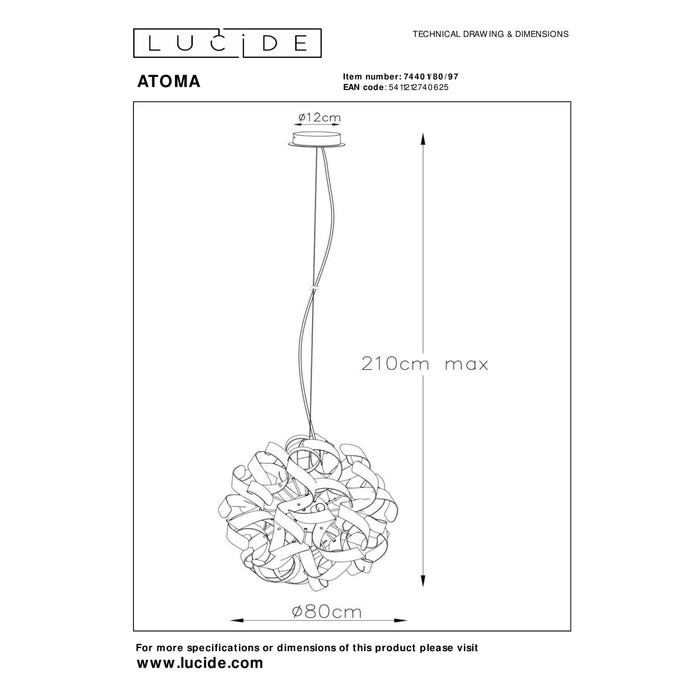 Lucide ATOMA Hanglamp - Roest bruin