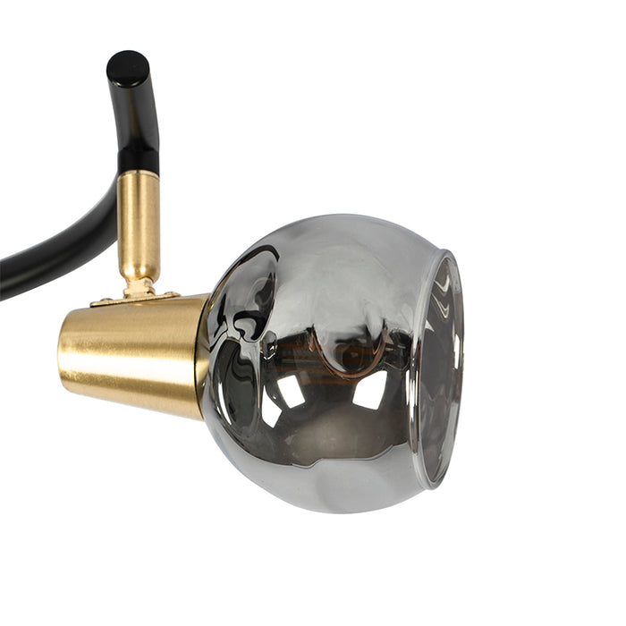 QAZQA Plafondlamp zwart 44,5 cm met smoke glas 3-lichts - Vidro