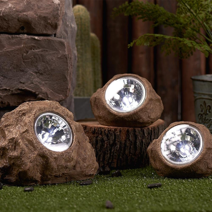 Lumisky 3 X Solar Led-lamp & Spot Rock Brown