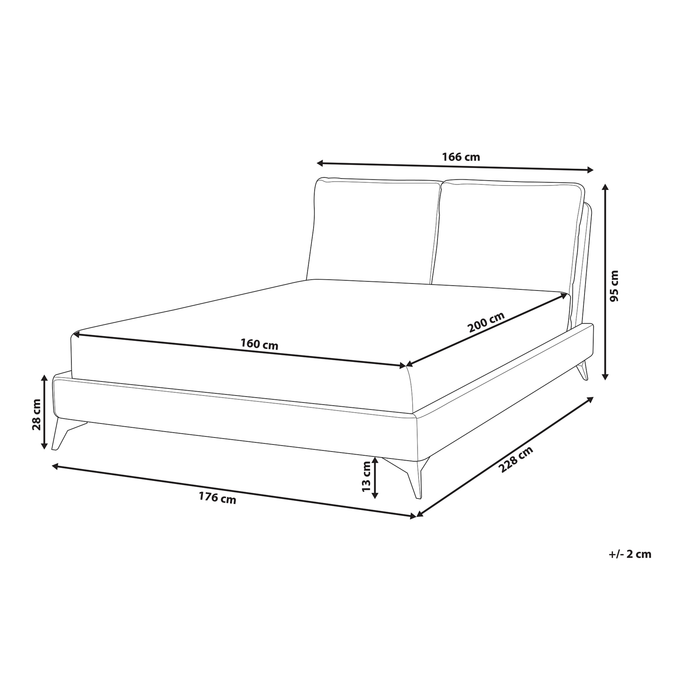 Beliani-MELLE -Tweepersoonsbed-Lichtbeige-160 x 200 cm-Chenille