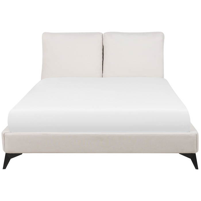 Beliani-MELLE -Tweepersoonsbed-Lichtbeige-160 x 200 cm-Chenille