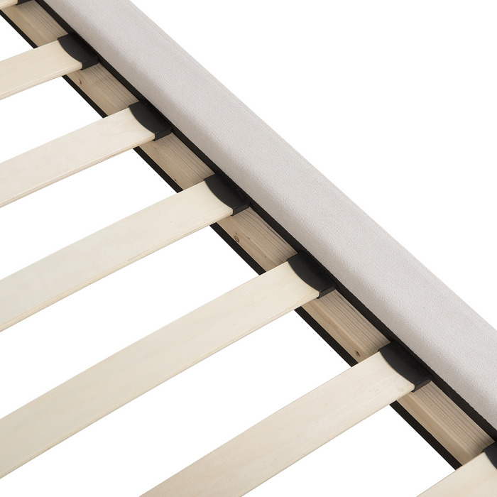 Beliani-MELLE -Tweepersoonsbed-Lichtbeige-160 x 200 cm-Chenille