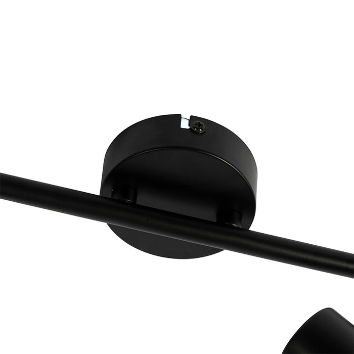 QAZQA Art Deco plafondlamp zwart met smoke glas 2-lichts - Vidro