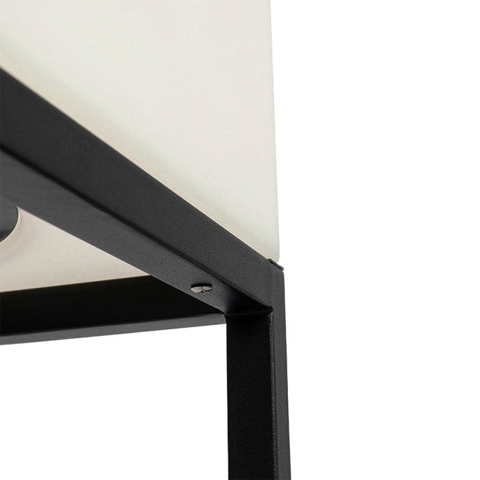 QAZQA Buiten vloerlamp zwart IP44 met witte kap vierkant - Virginia