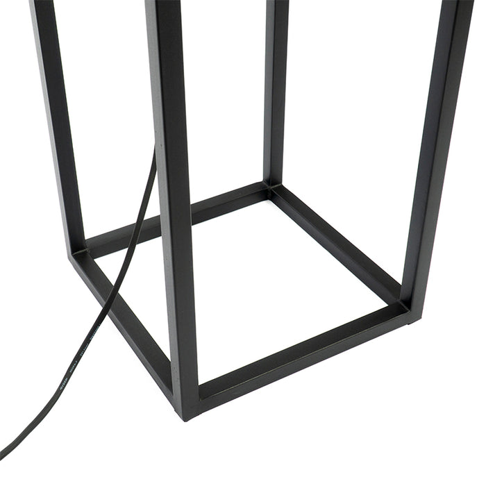 QAZQA Buiten vloerlamp zwart IP44 met witte kap vierkant - Virginia