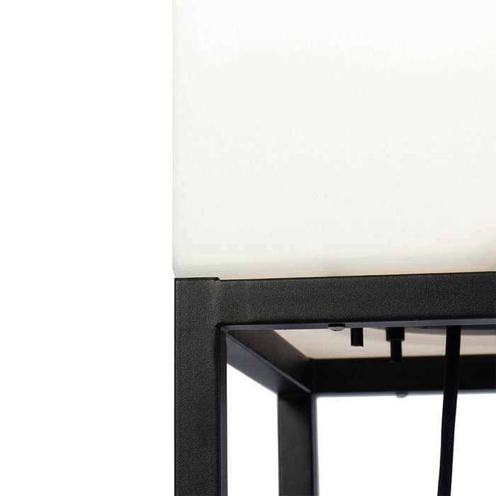 QAZQA Buiten vloerlamp zwart IP44 met witte kap vierkant - Virginia