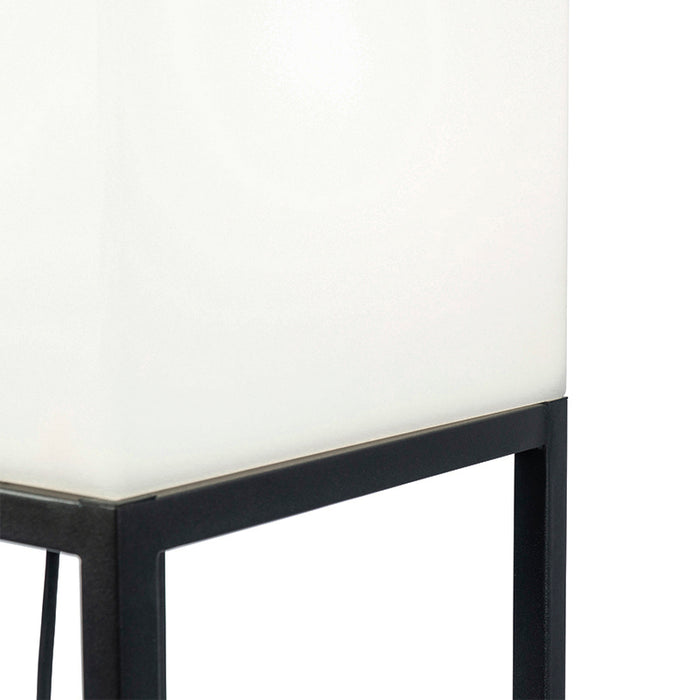 QAZQA Buiten vloerlamp zwart IP44 met witte kap vierkant - Virginia