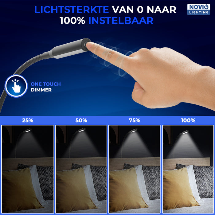 Novio  Bed Leeslampjes met Dimfunctie zwart