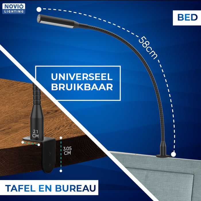 Novio  Bed Leeslampjes met Dimfunctie zwart