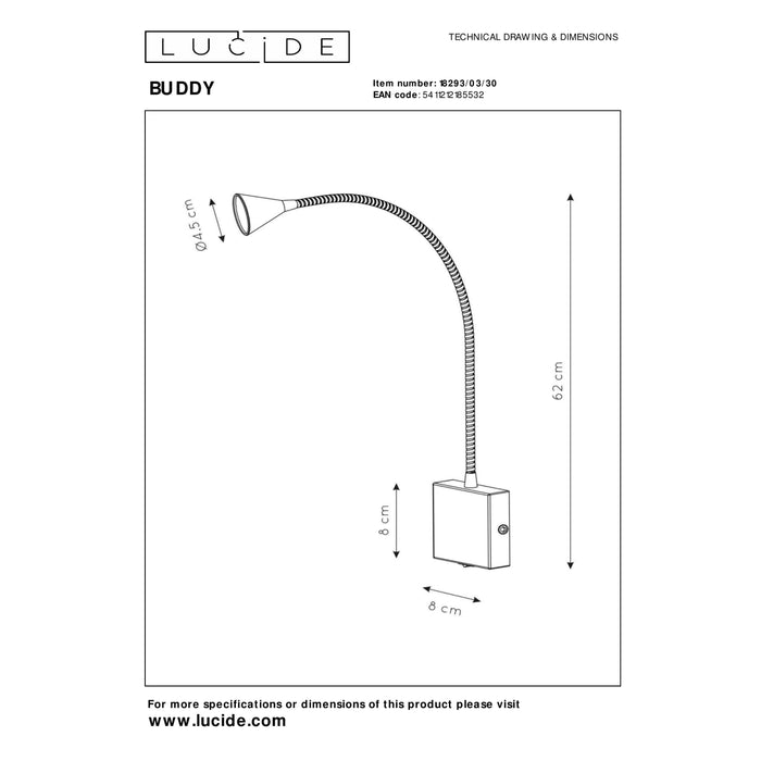 Lucide BUDDY Bedlamp - Zwart