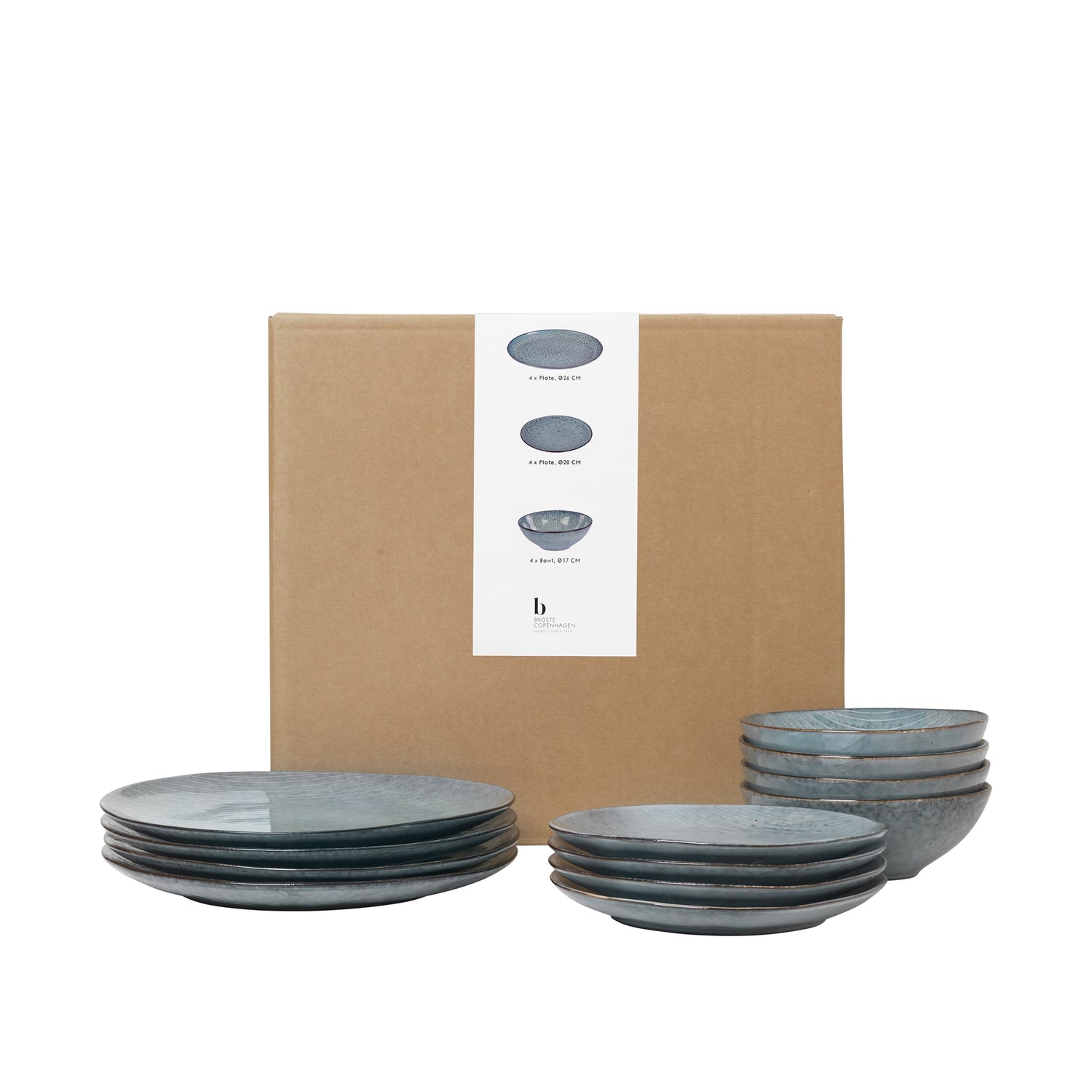 Broste Copenhagen Nordic Serviesset 12-delig - Blauwgrijs