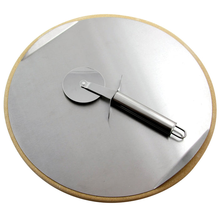 GrandHall Pizzasteen met snijder Ø 33 cm