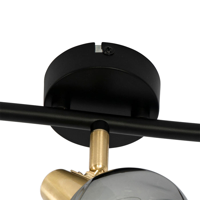 QAZQA Plafondlamp goud 45 cm met smoke glas 3-lichts - Vidro