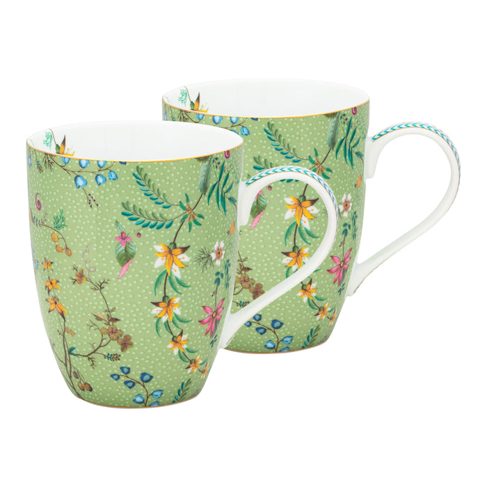 Pip Studio Jolie Flowers Beker Large - Set van 2 - Groen