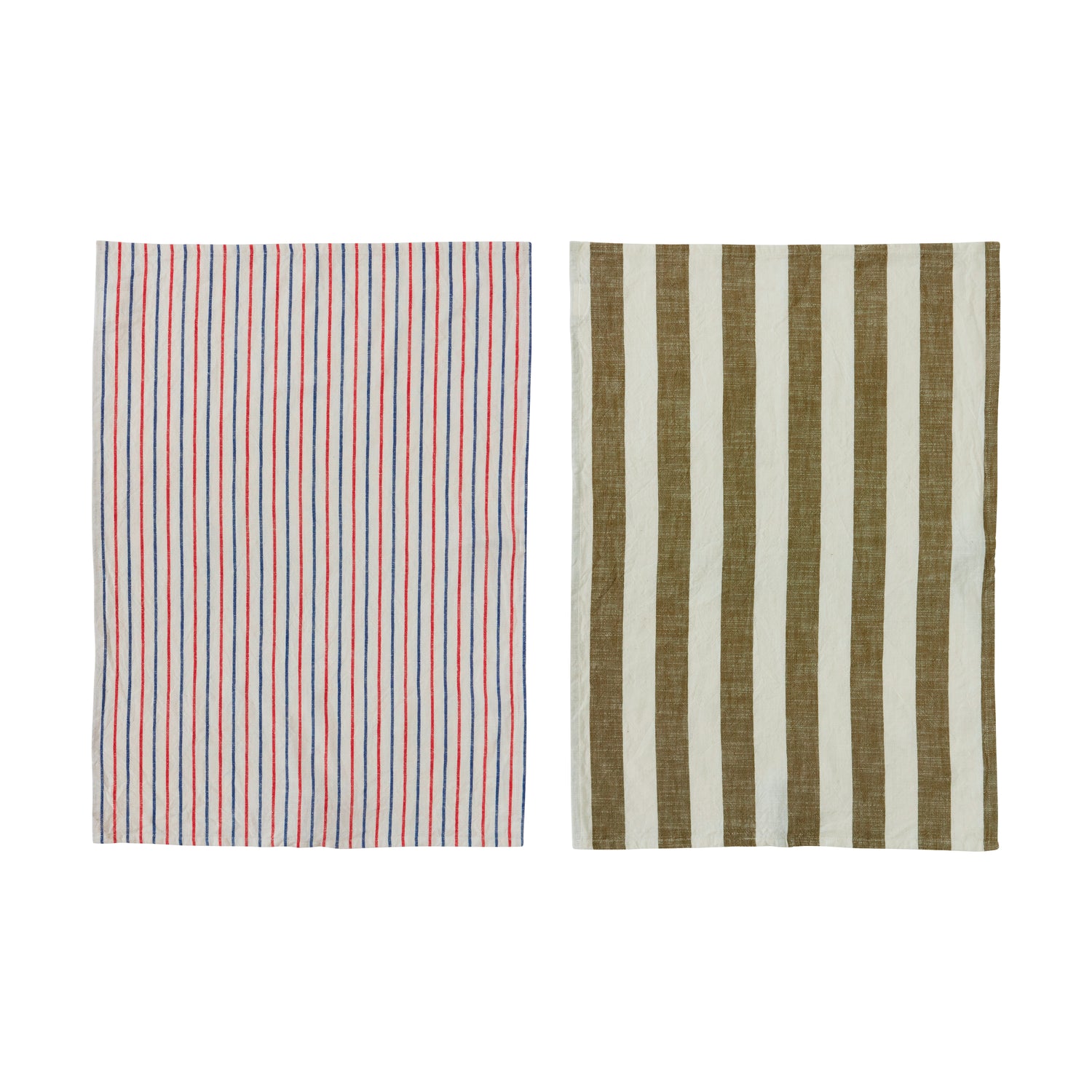 OYOY Kurin Theedoek - Olive/Offwhite - 2 st.