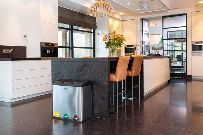 Homra STEPHS afvalscheiding prullenbak - 3 vakken - 60L - RVS