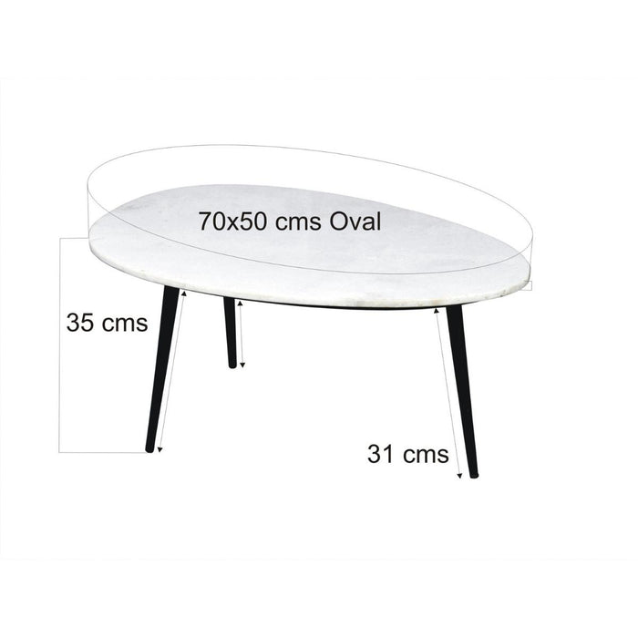 Livingfurn Salontafel Organic Marble 70cm Marmer | Gecoat Staal