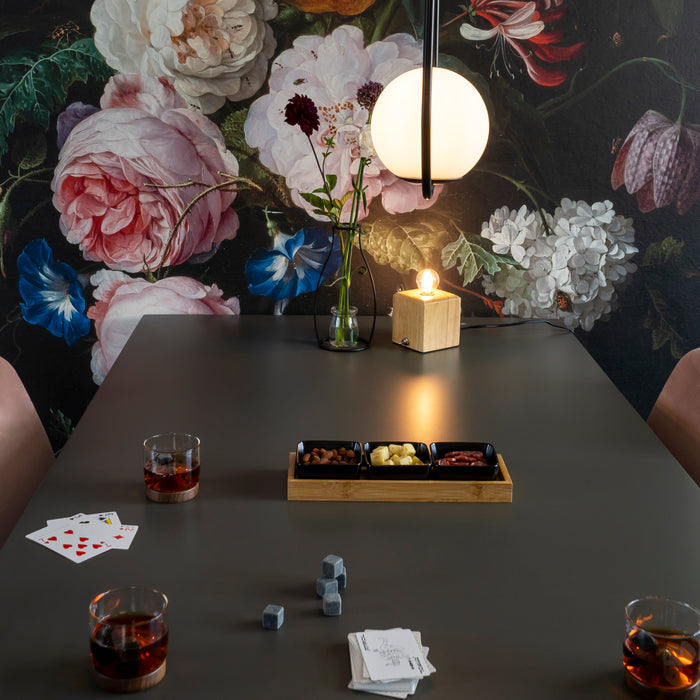 Aretica Whiskey glas met houten onderzetter - Bruin - set van 4