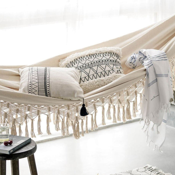 QUVIO Hangmat katoen 280x150 cm - Wit