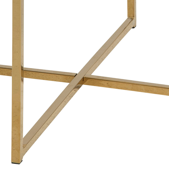 Hioshop Alison hoektafel 50x50 cm groen marmerprint, gouden chroom.