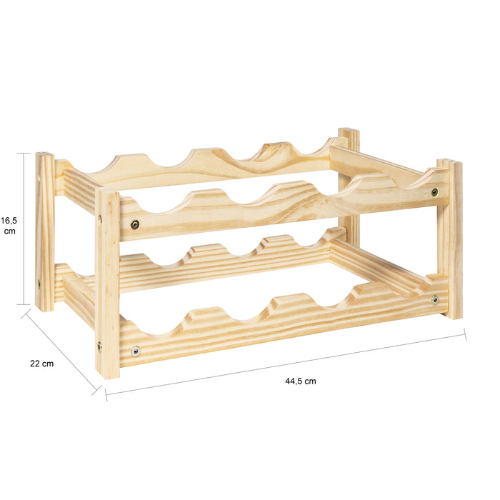 QUVIO Houten wijnrek (2 lagen) voor 8 flessen