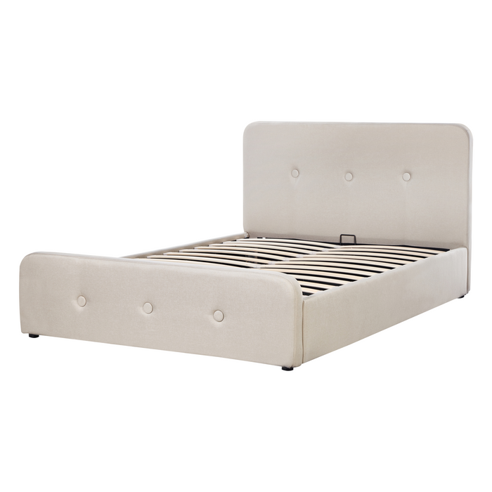 Beliani-RENNES -Bed met opbergruimte-Beige-140 x 200 cm-Polyester
