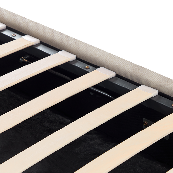 Beliani-RENNES -Bed met opbergruimte-Beige-140 x 200 cm-Polyester