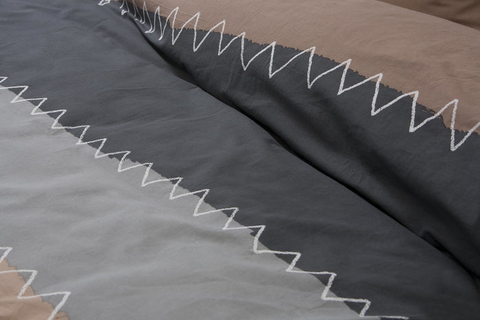 Ten Cate Katoenen Dekbedovertrek - 200x200|220 - Zig Zag Taupe