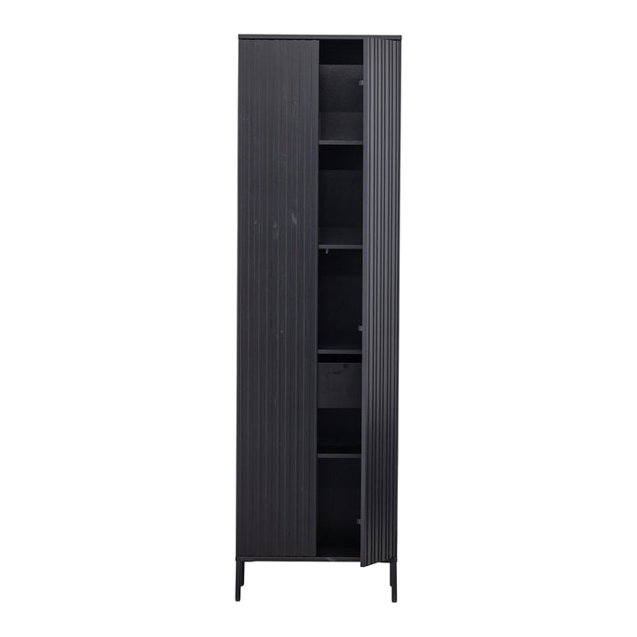 WOOOD New Gravure Hoge Opbergkast B 60 cm - Eiken - Zwart