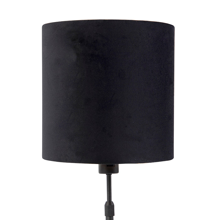 QAZQA Tafellamp zwart met velours kap zwart met goud 25 cm - Parte