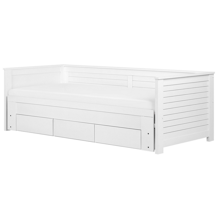 Beliani - CAHORS - Onderschuifbed - Wit - 90 x 200 cm - Rubberhout