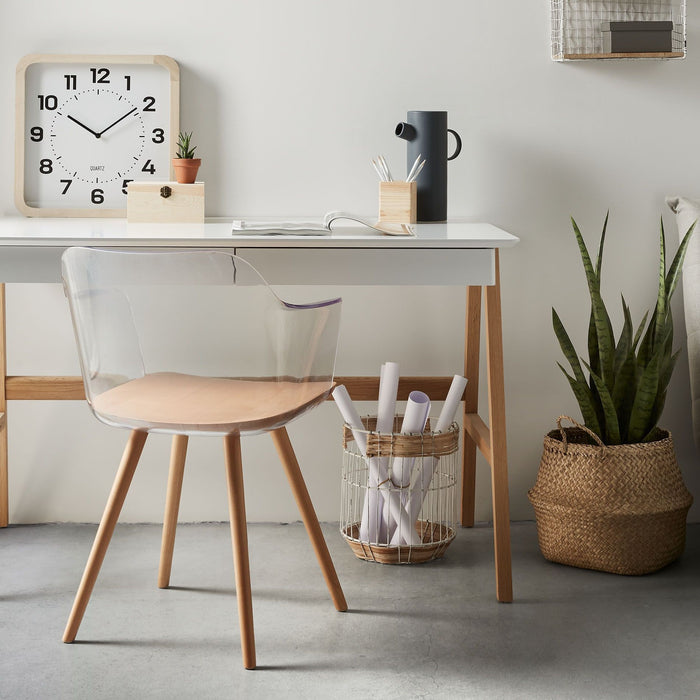 Kave Home - Dyana wit gelakt MDF tafel met massief essenhouten poten