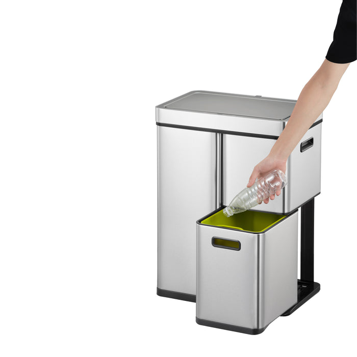 EKO Mirage+ Sensor Afvalemmer 60 Liter (30+15+15L) - RVS