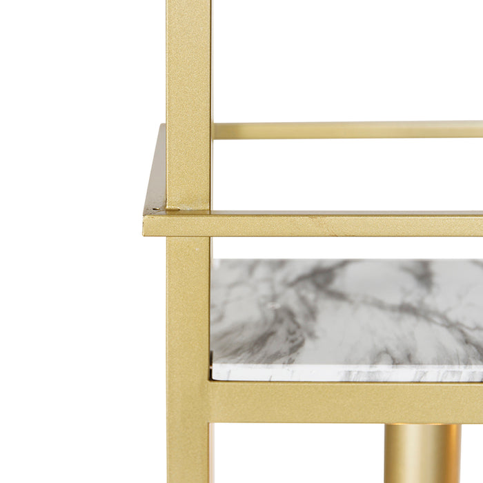 QAZQA Industriële hanglamp goud met marmer en rek 4-lichts - Cage