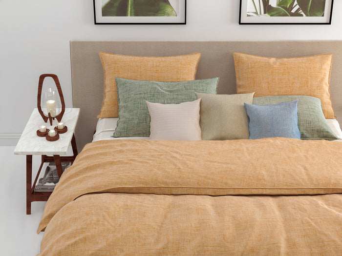 Zo Home Dekbedovertrek Katoen Lino Linnen Look ochre yellow