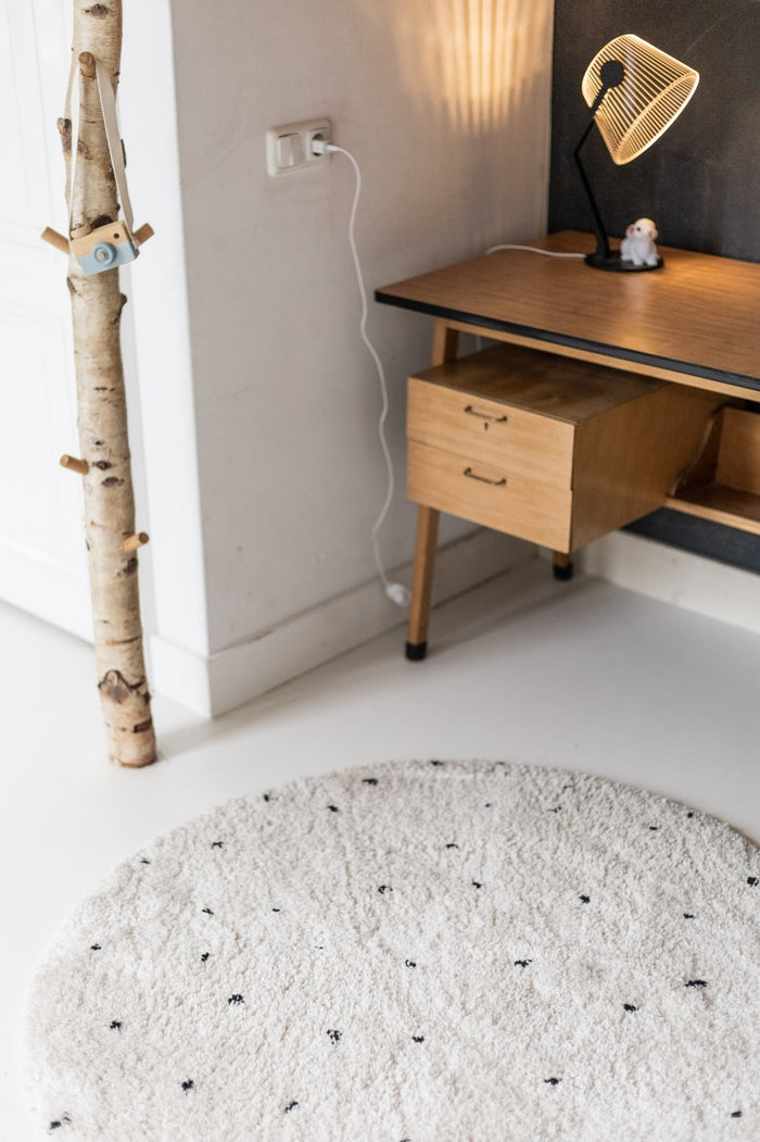 Interieur05 Kindervloerkleed  hoogpolig Cream|Zwart - Dots