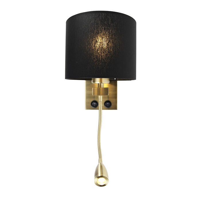 QAZQA Art deco wandlamp goud met zwarte kap - Brescia