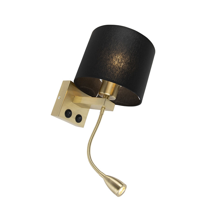 QAZQA Art deco wandlamp goud met zwarte kap - Brescia