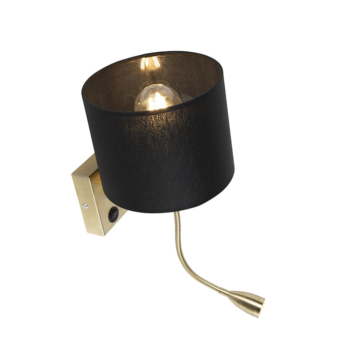 QAZQA Art deco wandlamp goud met zwarte kap - Brescia