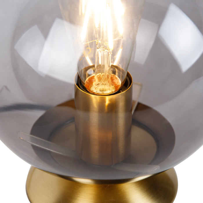 QAZQA Art deco tafellamp messing met smoke glas - Pallon