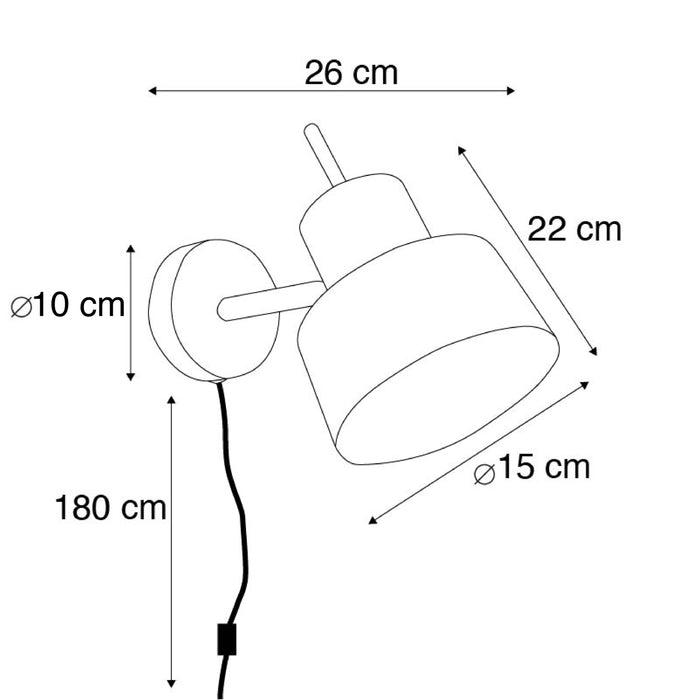 QAZQA Retro wandlamp zwart draai- en kantelbaar - Chappie