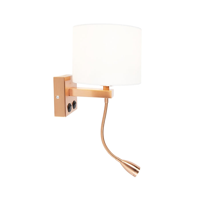 QAZQA Art deco wandlamp koper met witte kap - Brescia